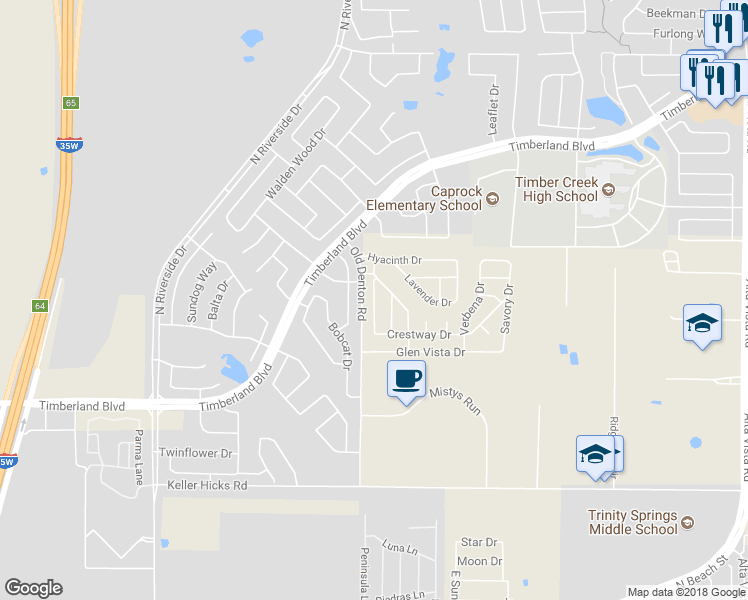 map of restaurants, bars, coffee shops, grocery stores, and more near 726 Orchard Grove Drive in Keller