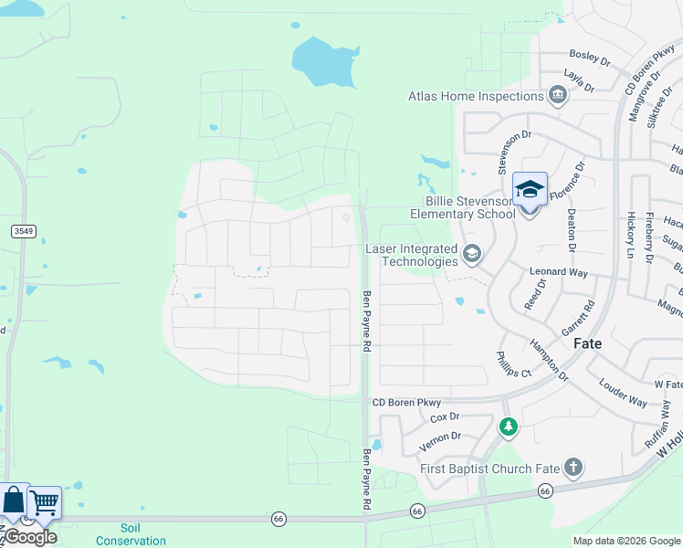 map of restaurants, bars, coffee shops, grocery stores, and more near 409 Forestridge Drive in Rockwall