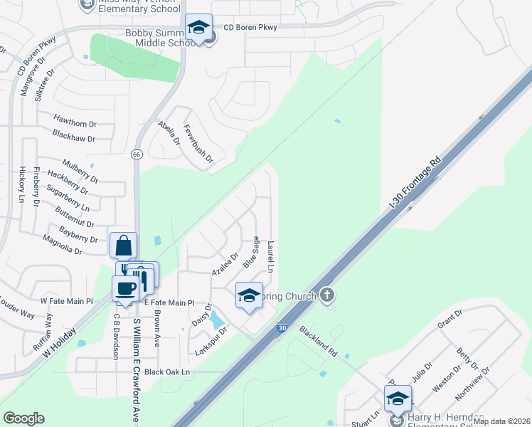 map of restaurants, bars, coffee shops, grocery stores, and more near 315 Laurel Lane in Rockwall