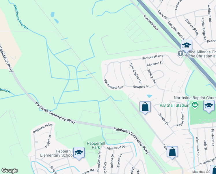 map of restaurants, bars, coffee shops, grocery stores, and more near 3044 Nantuckett Avenue in North Charleston