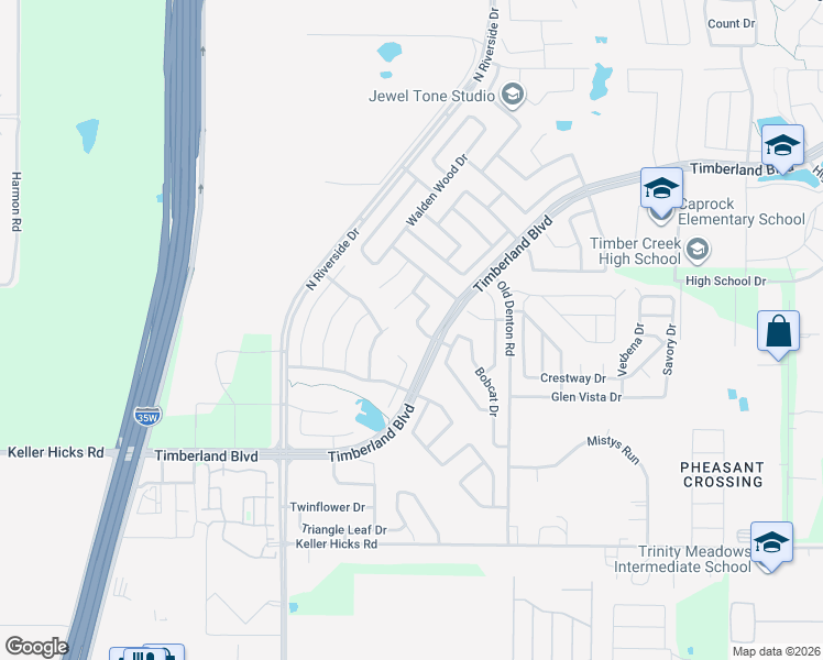 map of restaurants, bars, coffee shops, grocery stores, and more near 2800 Lynx Lane in Fort Worth