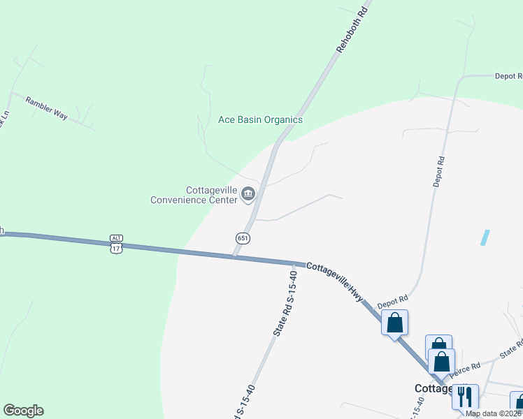 map of restaurants, bars, coffee shops, grocery stores, and more near 436-440 Rehoboth Road in Cottageville