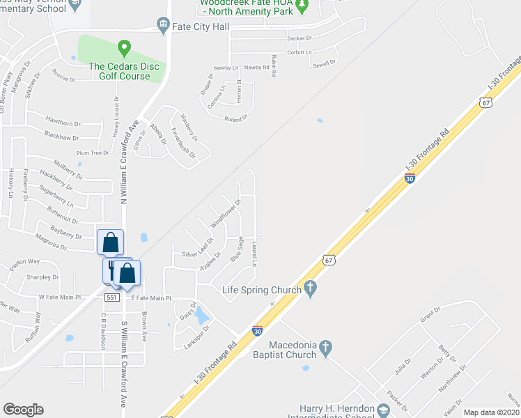 map of restaurants, bars, coffee shops, grocery stores, and more near 316 Laurel Lane in Rockwall