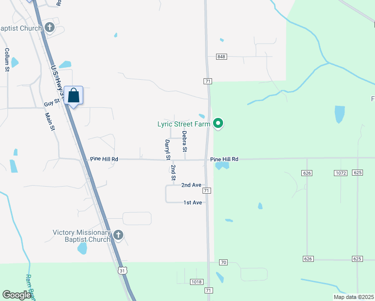 map of restaurants, bars, coffee shops, grocery stores, and more near 40 Debra Street in Jemison