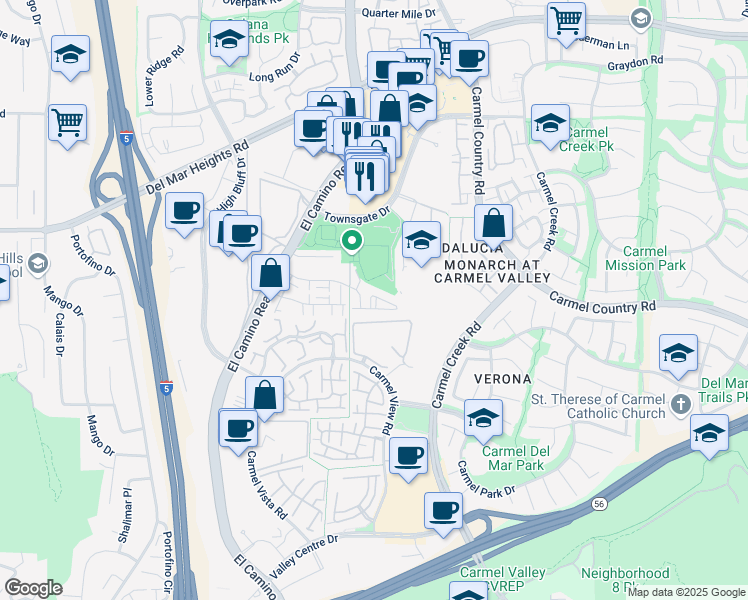 map of restaurants, bars, coffee shops, grocery stores, and more near 3825 Elijah Court in San Diego