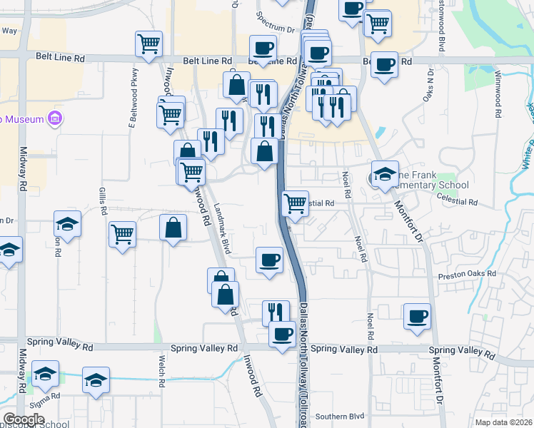 map of restaurants, bars, coffee shops, grocery stores, and more near in Dallas