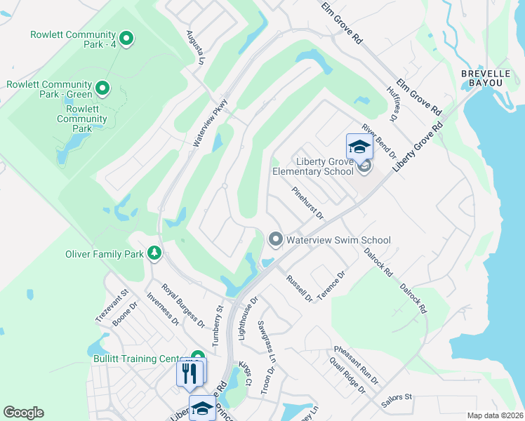 map of restaurants, bars, coffee shops, grocery stores, and more near 9617 Fairway Vista Drive in Rowlett