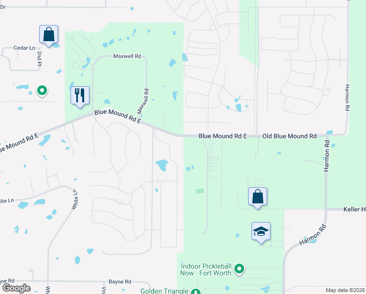 map of restaurants, bars, coffee shops, grocery stores, and more near 704 Blue Mound Road East in Haslet