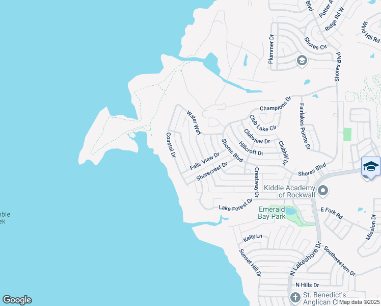 map of restaurants, bars, coffee shops, grocery stores, and more near 1370 White Sand Drive in Rockwall
