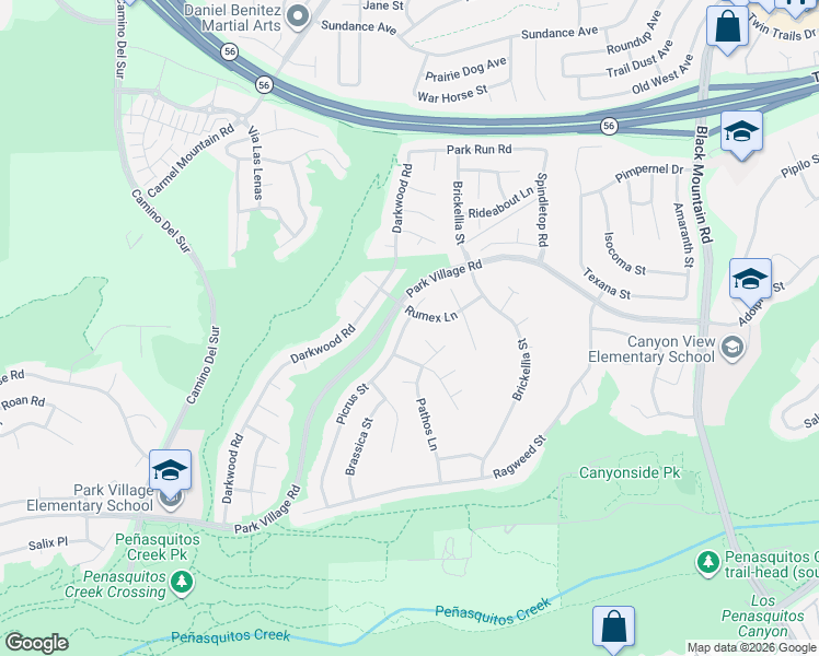 map of restaurants, bars, coffee shops, grocery stores, and more near 8475 Pathos Court in San Diego