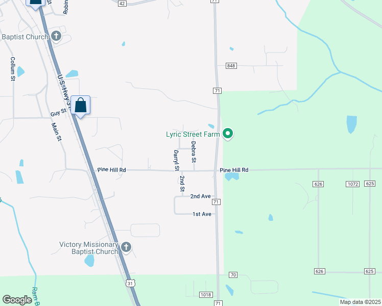 map of restaurants, bars, coffee shops, grocery stores, and more near 40 Debra Street in Jemison