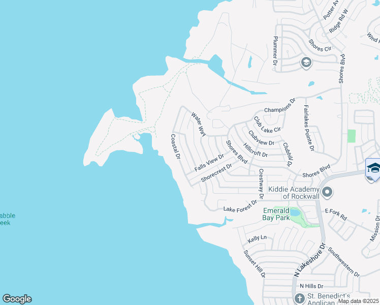 map of restaurants, bars, coffee shops, grocery stores, and more near White Sand Drive in Rockwall