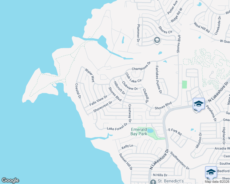 map of restaurants, bars, coffee shops, grocery stores, and more near 820 Shores Boulevard in Rockwall