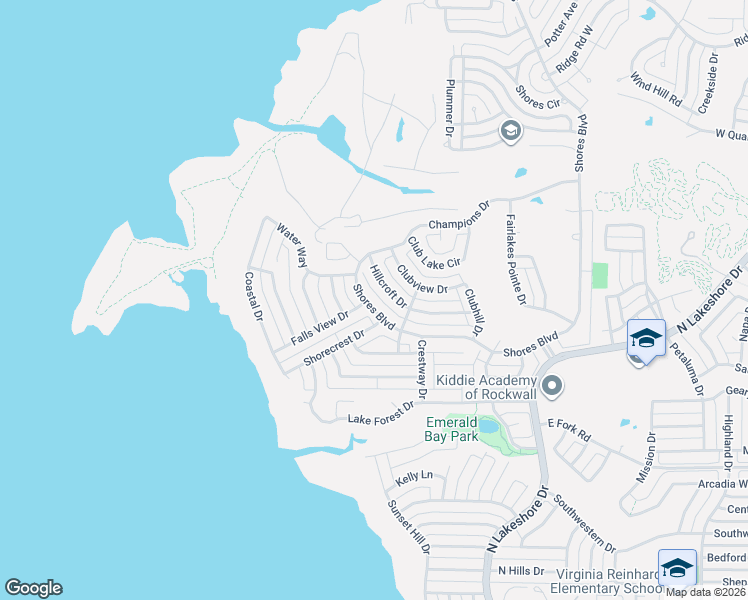 map of restaurants, bars, coffee shops, grocery stores, and more near 790 Shores Boulevard in Rockwall