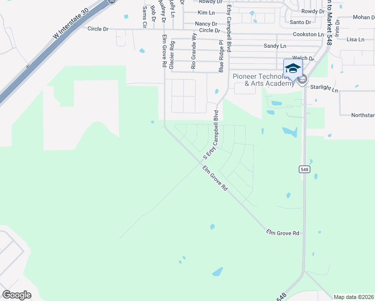 map of restaurants, bars, coffee shops, grocery stores, and more near 2947 Elm Grove Road in Royse City