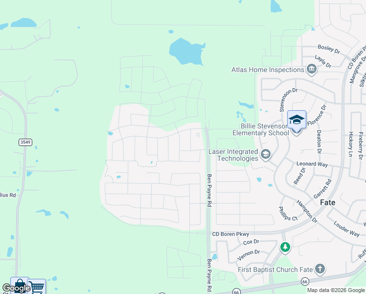 map of restaurants, bars, coffee shops, grocery stores, and more near 1006 Robert Road in Rockwall