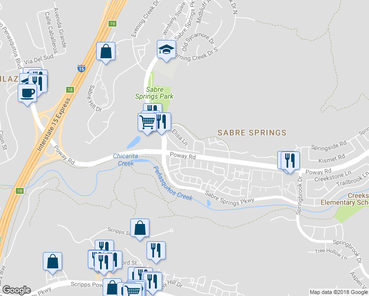 map of restaurants, bars, coffee shops, grocery stores, and more near 10902 Serafina Lane in San Diego
