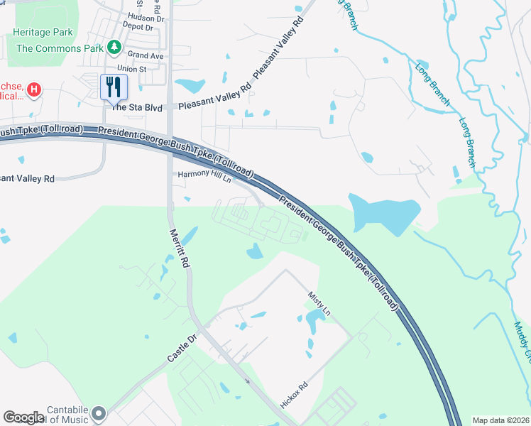 map of restaurants, bars, coffee shops, grocery stores, and more near 11010 Harmony Hill Lane in Rowlett