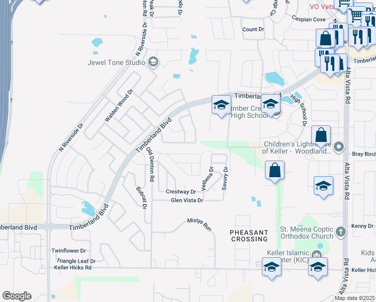 map of restaurants, bars, coffee shops, grocery stores, and more near 3041 Hyacinth Drive in Keller