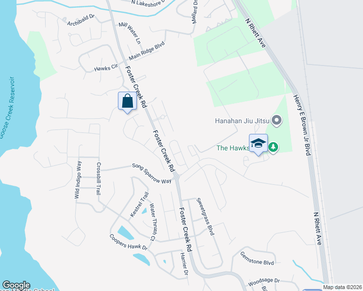 map of restaurants, bars, coffee shops, grocery stores, and more near 7428 Northgate Drive in Hanahan