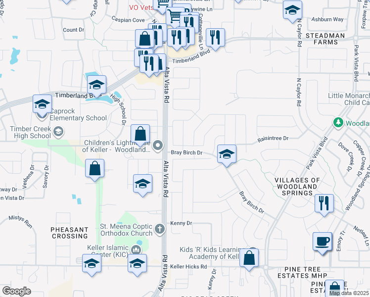 map of restaurants, bars, coffee shops, grocery stores, and more near 4844 Ambrosia Drive in Fort Worth