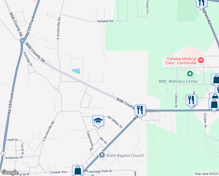map of restaurants, bars, coffee shops, grocery stores, and more near 57 Steele Street in Centreville