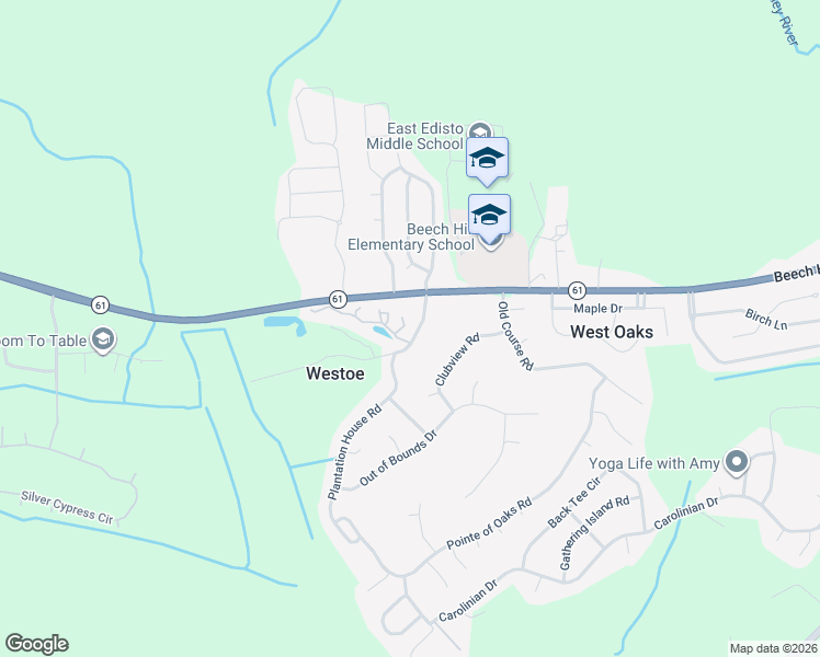 map of restaurants, bars, coffee shops, grocery stores, and more near 102 Golfview Lane in Summerville