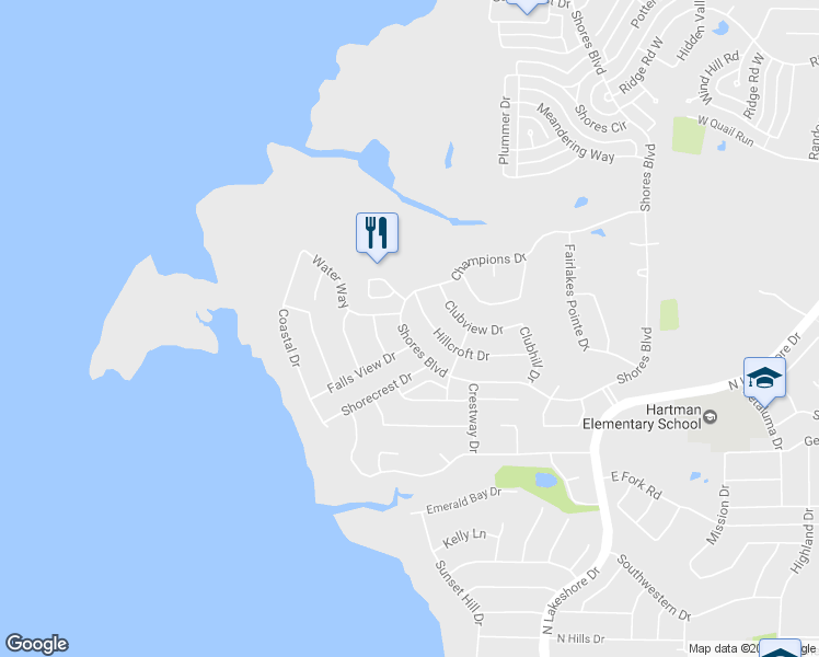 map of restaurants, bars, coffee shops, grocery stores, and more near 790 Shores Blvd in Rockwall