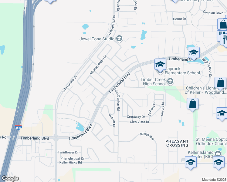 map of restaurants, bars, coffee shops, grocery stores, and more near 11936 Porcupine Drive in Fort Worth