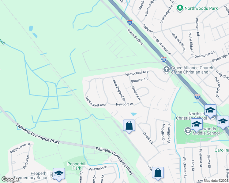 map of restaurants, bars, coffee shops, grocery stores, and more near 8038 Nova Court in North Charleston