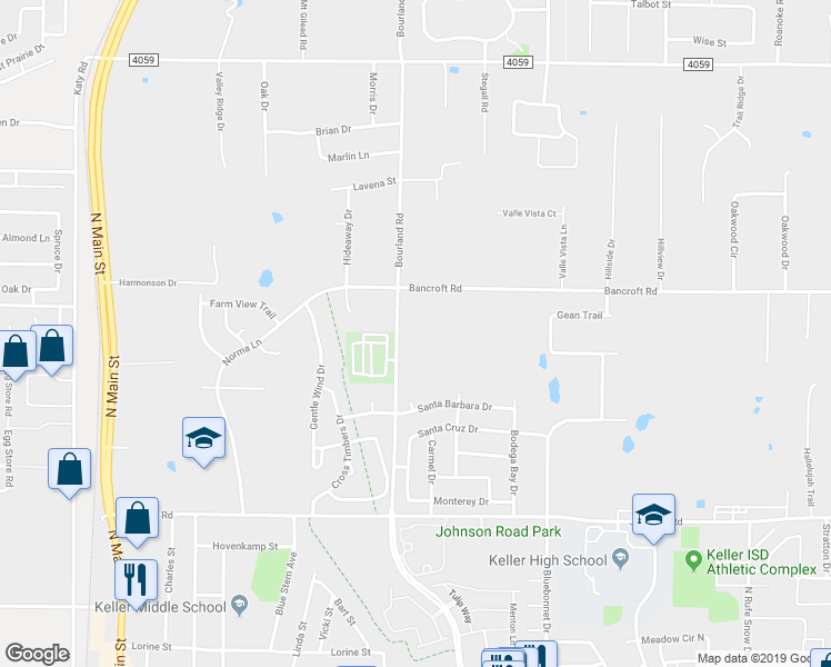 map of restaurants, bars, coffee shops, grocery stores, and more near 905 Bourland Road in Keller