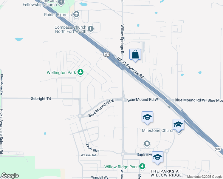 map of restaurants, bars, coffee shops, grocery stores, and more near 1537 Jocelyn Drive in Haslet