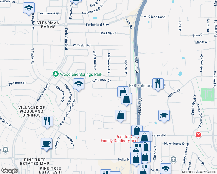 map of restaurants, bars, coffee shops, grocery stores, and more near 5701 Sugar Maple Drive in Fort Worth