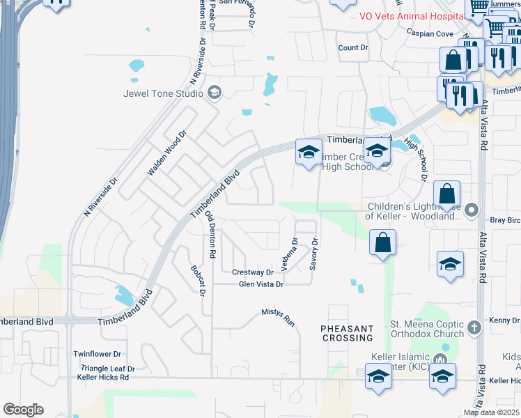 map of restaurants, bars, coffee shops, grocery stores, and more near 3132 Spotted Owl Drive in Fort Worth