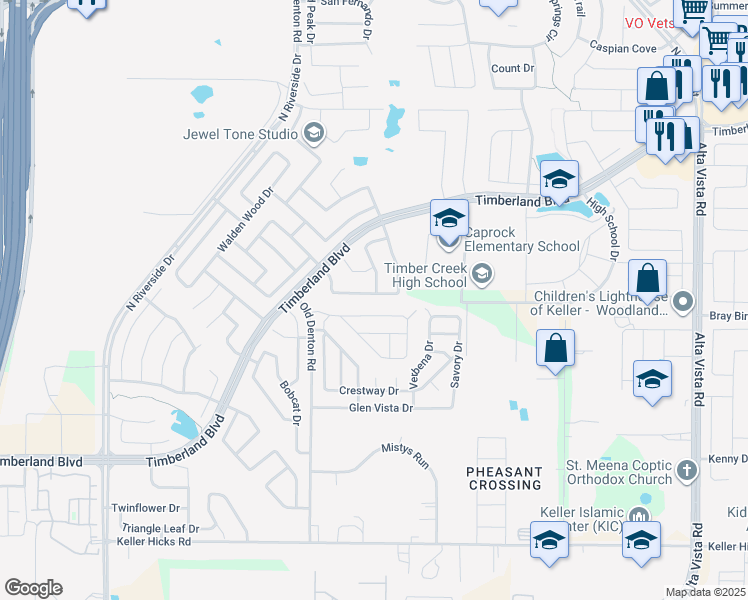 map of restaurants, bars, coffee shops, grocery stores, and more near 3124 Spotted Owl Drive in Fort Worth