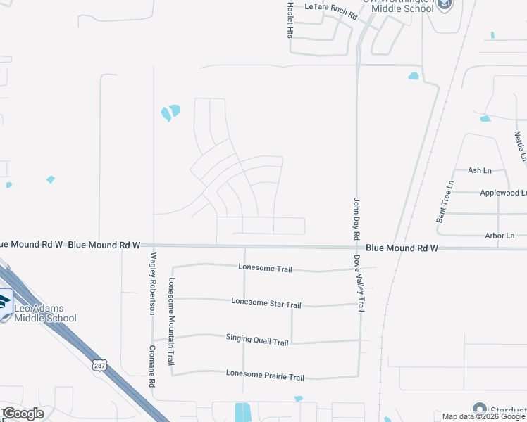 map of restaurants, bars, coffee shops, grocery stores, and more near 572-588 Blue Mound Road West in Haslet