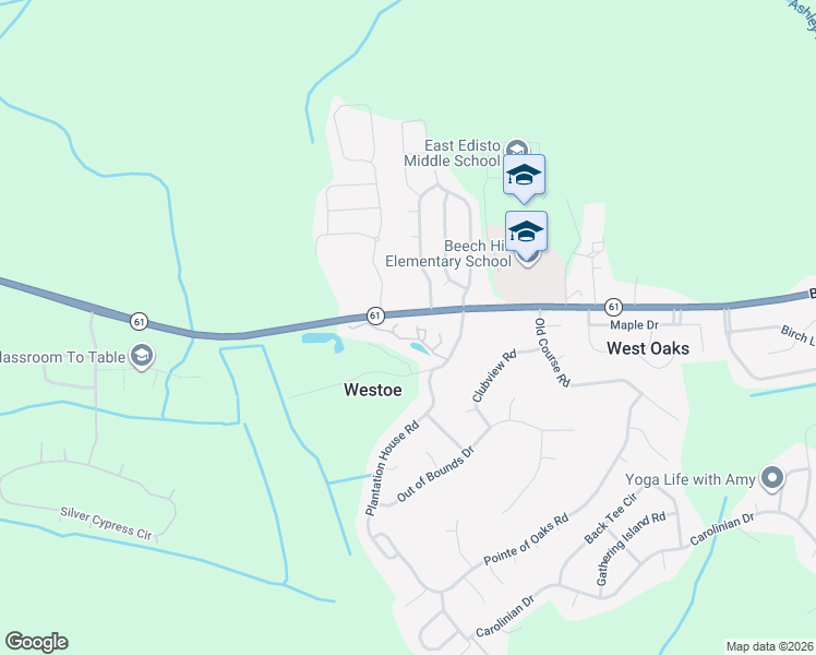 map of restaurants, bars, coffee shops, grocery stores, and more near 148 Golfview Lane in Summerville