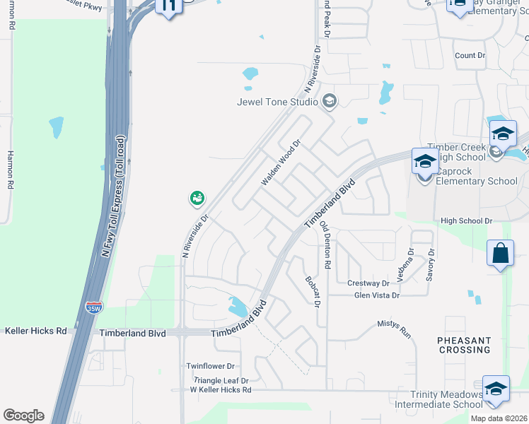 map of restaurants, bars, coffee shops, grocery stores, and more near 11933 Grizzly Bear Drive in Fort Worth