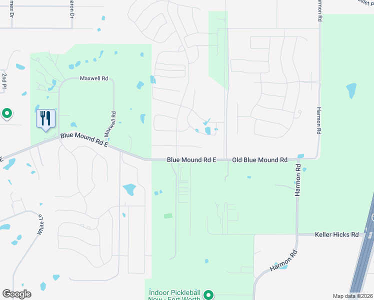 map of restaurants, bars, coffee shops, grocery stores, and more near 977-1061 Blue Mound Road East in Haslet
