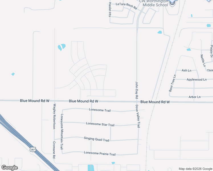 map of restaurants, bars, coffee shops, grocery stores, and more near 550-570 Blue Mound Road West in Haslet