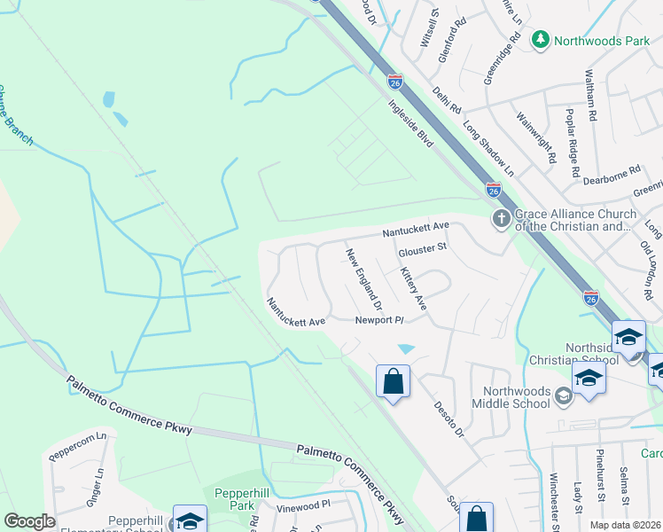 map of restaurants, bars, coffee shops, grocery stores, and more near 8038 Nova Court in North Charleston