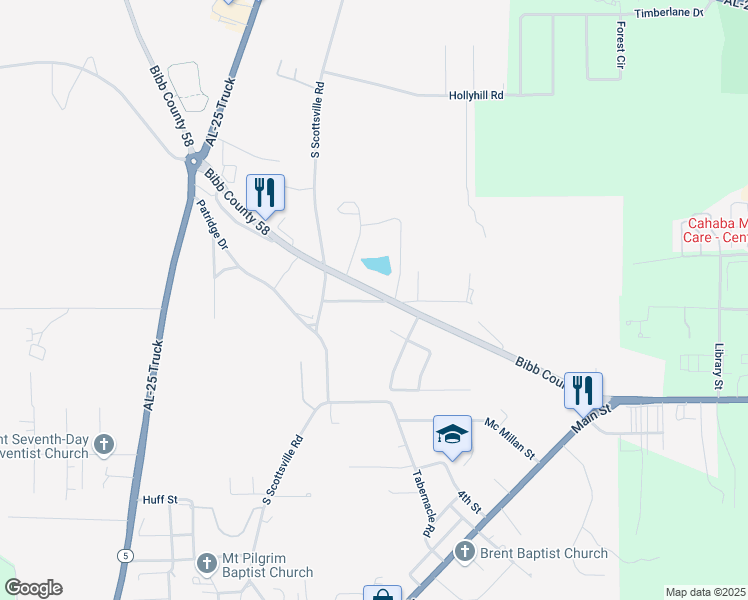 map of restaurants, bars, coffee shops, grocery stores, and more near University Way in Centreville