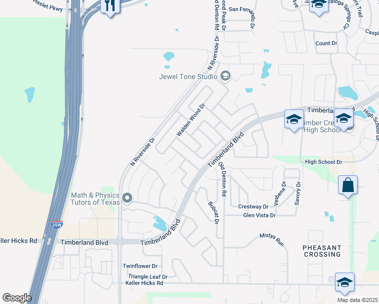 map of restaurants, bars, coffee shops, grocery stores, and more near 2736 Red Wolf Drive in Fort Worth