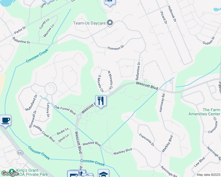 map of restaurants, bars, coffee shops, grocery stores, and more near 5112 Parrum Court in Summerville
