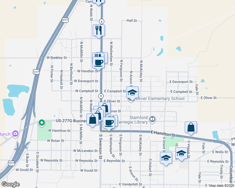 map of restaurants, bars, coffee shops, grocery stores, and more near 205 East Campbell Street in Stamford