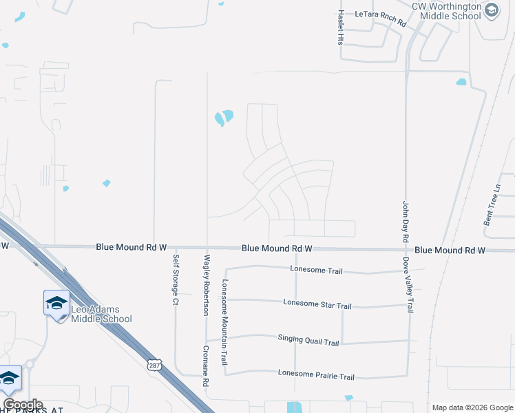 map of restaurants, bars, coffee shops, grocery stores, and more near 544 Blue Mound Road West in Haslet