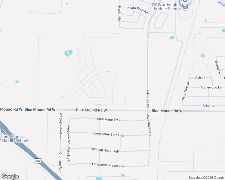 map of restaurants, bars, coffee shops, grocery stores, and more near 544 Blue Mound Road West in Haslet