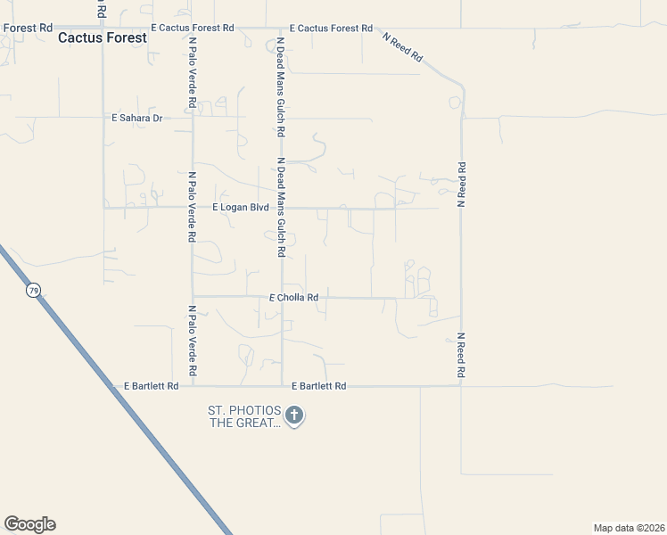 map of restaurants, bars, coffee shops, grocery stores, and more near 23980 East Cholla Road in Florence