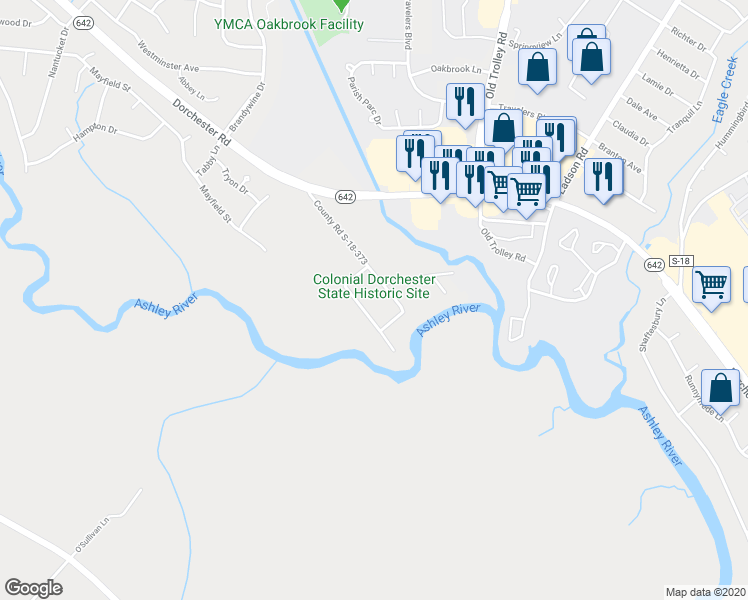 map of restaurants, bars, coffee shops, grocery stores, and more near 300 State Park Rd in Summerville