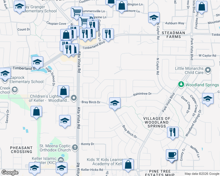 map of restaurants, bars, coffee shops, grocery stores, and more near 4968 Ambrosia Drive in Fort Worth